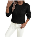 Women’s Solid Color Knitted Pullover Sweater – Long Sleeve