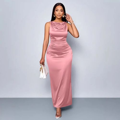 Chic Sleeveless Printed Backless Dress with Ruffles for Women