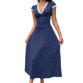 Women’s French Lace Trim Patchwork Dress – Elegant Style