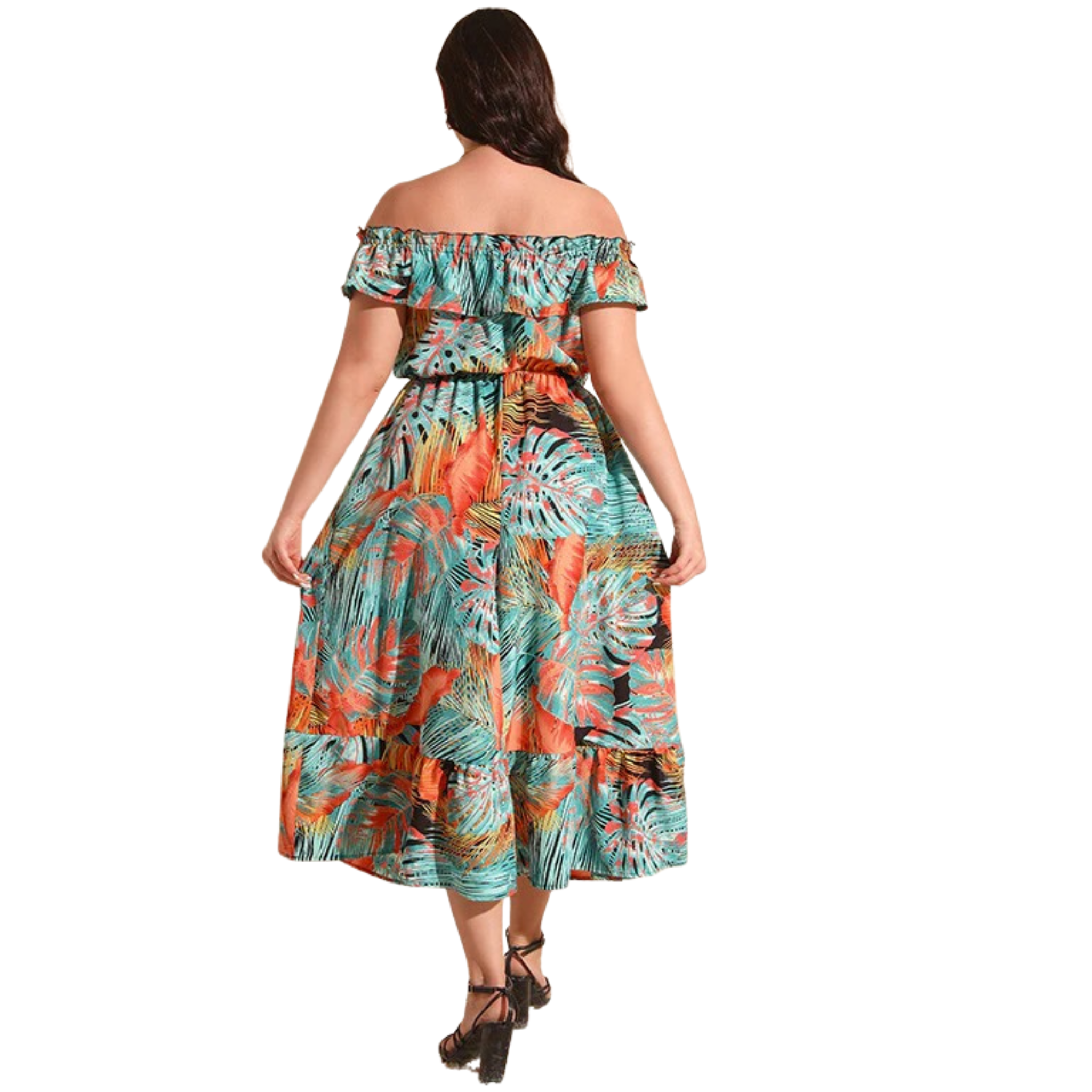 Women’s Off-Shoulder Printed Maxi Dress – Elegant & Stylish