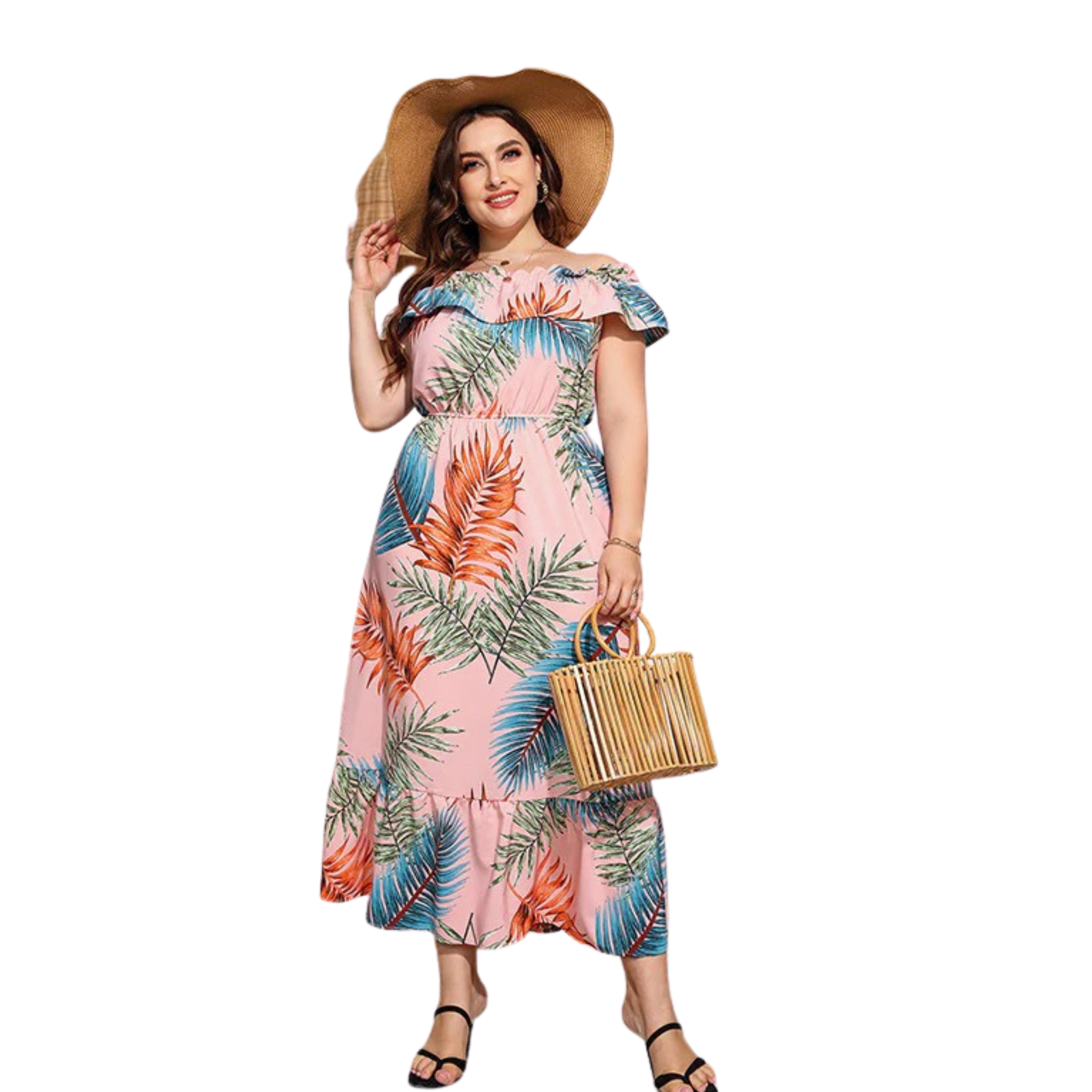 Women’s Off-Shoulder Printed Maxi Dress – Elegant & Stylish