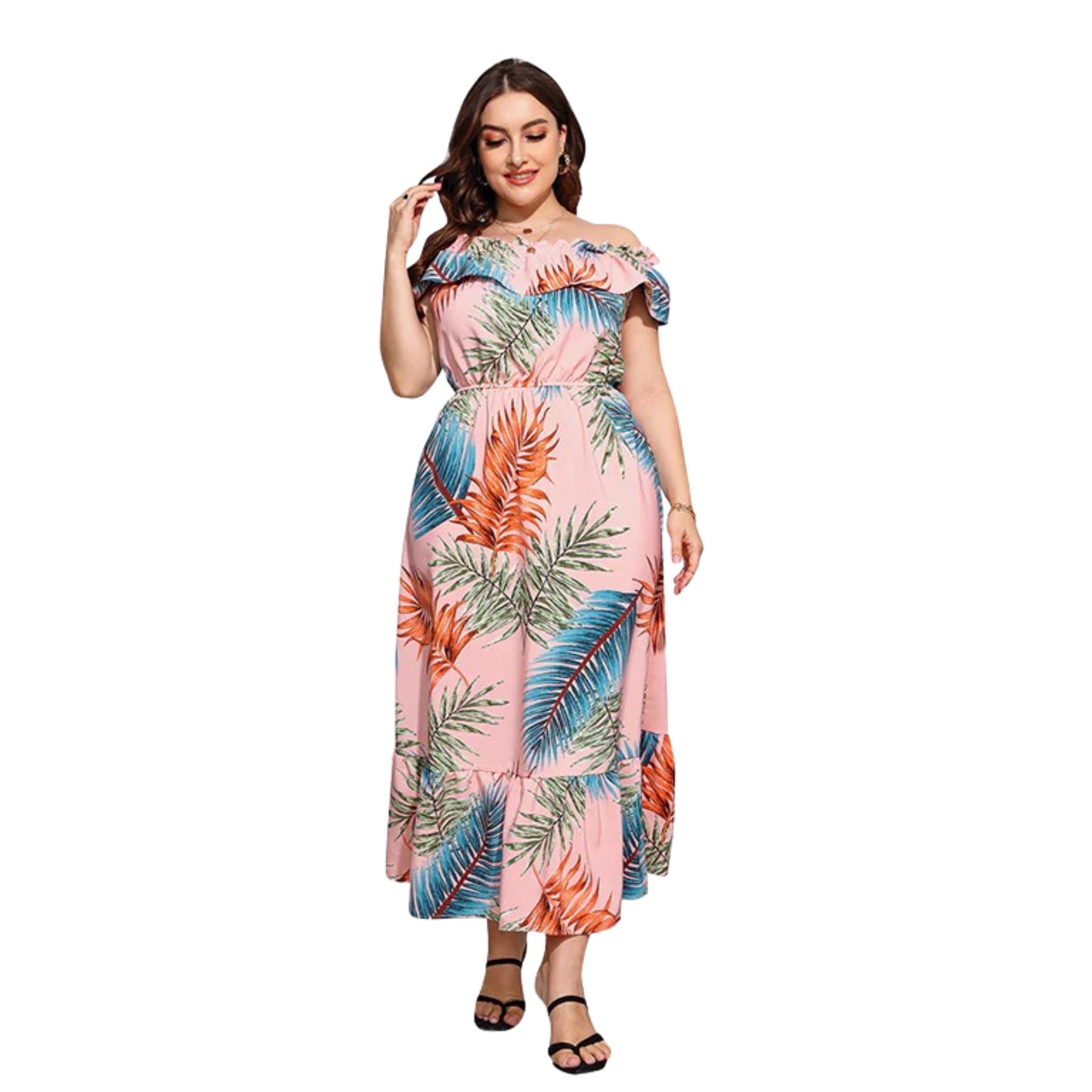 Women’s Off-Shoulder Printed Maxi Dress – Elegant & Stylish