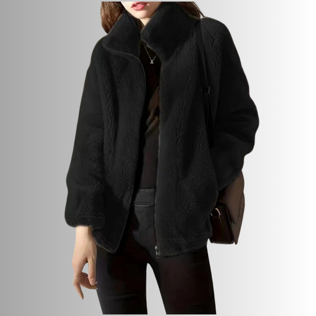 Women’s Double-Faced Fleece High Neck Cardigan Sweater