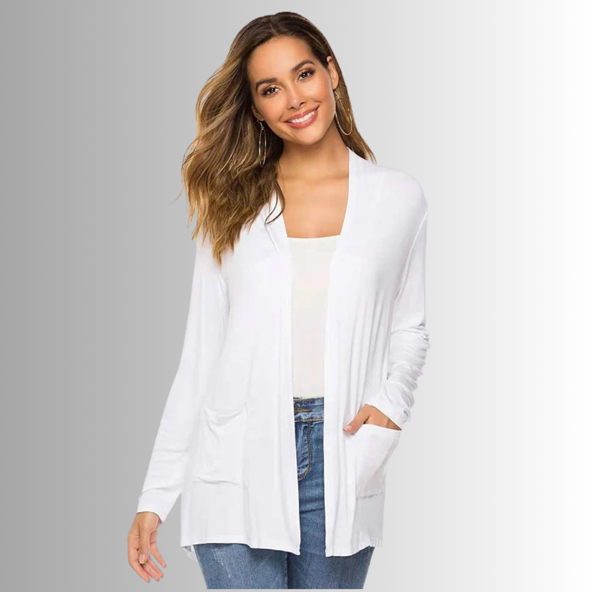 European And American Mid-length Long-sleeved Cardigan Sweater Women